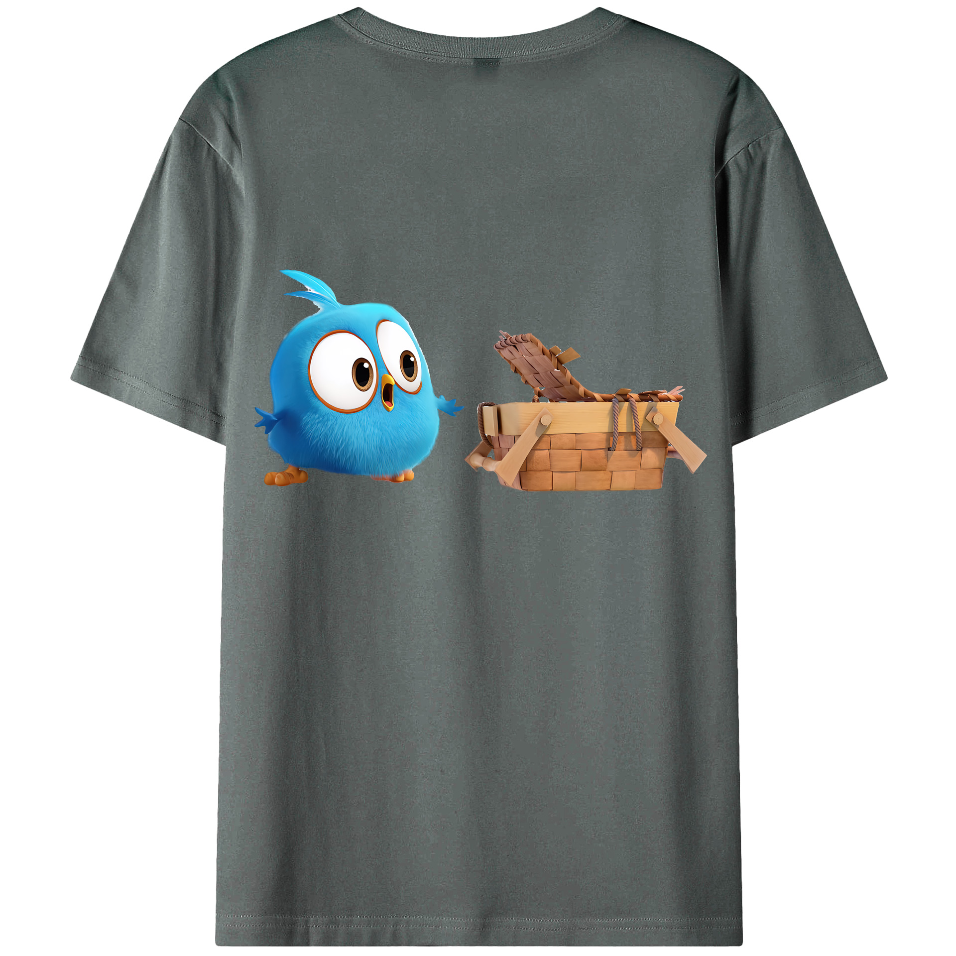 （画像用） Angry Birds アングリーバード 綿100％ メンズ半袖Tシャツ（バックプリント） 通気性